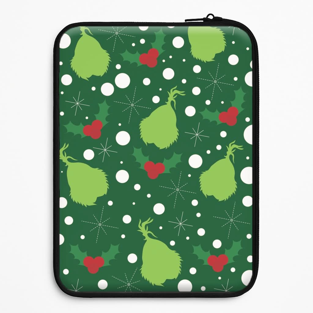 Green Creature Christmas Pattern Laptop Sleeve