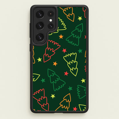 Colourful Christmas Tree Outlines Pattern Galaxy S22 Ultra Case