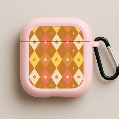 Retro Christmas Argyle Pattern Pink AirPods Case