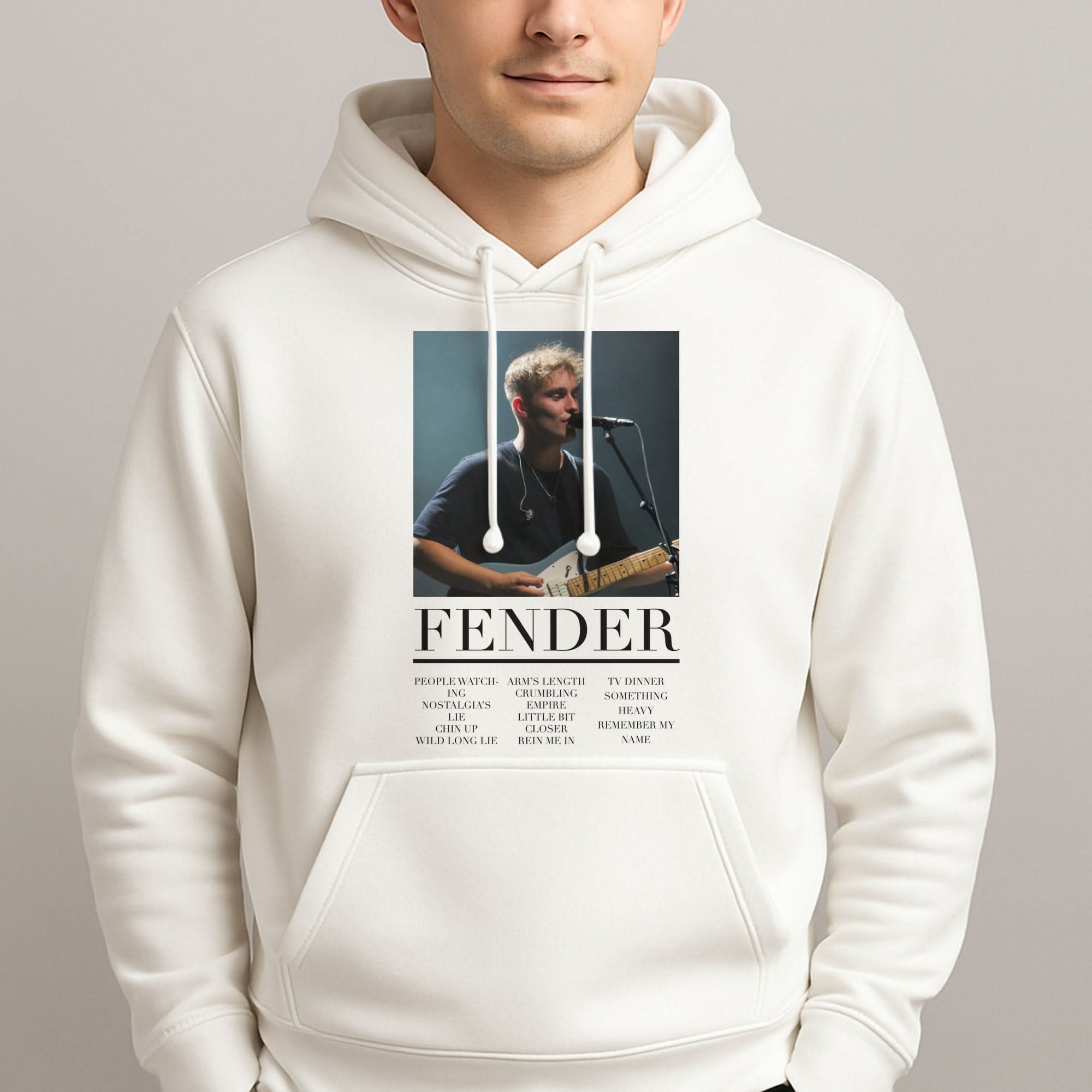 Fender Orange Song List Mens Hoodie