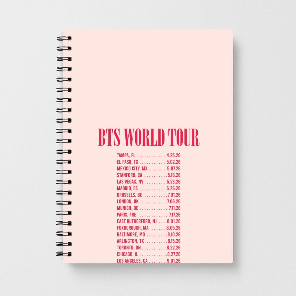 K-Pop Band World Tour List 2026 Notebook