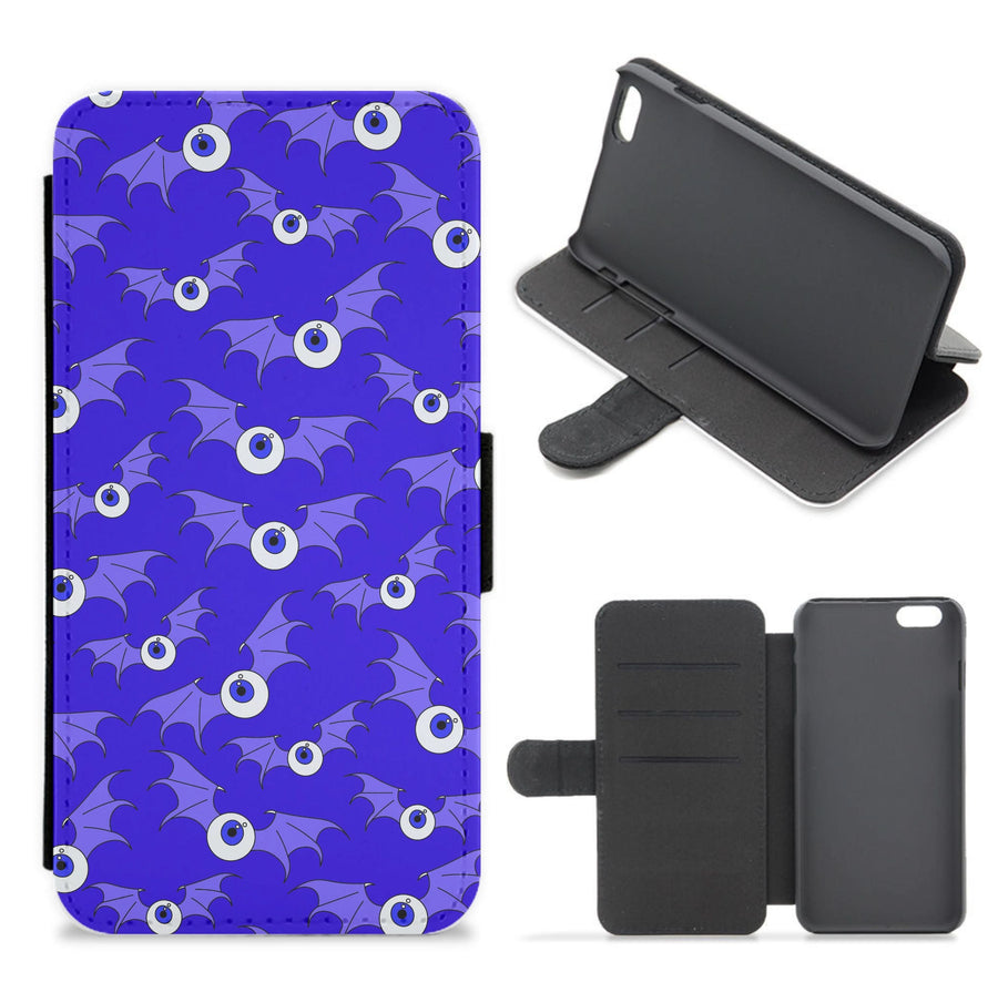 Purple Bat Pattern Flip / Wallet Phone Case