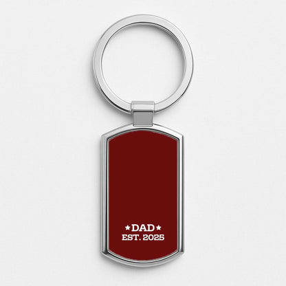 Dad Est 2025 Silver Metal Keyring