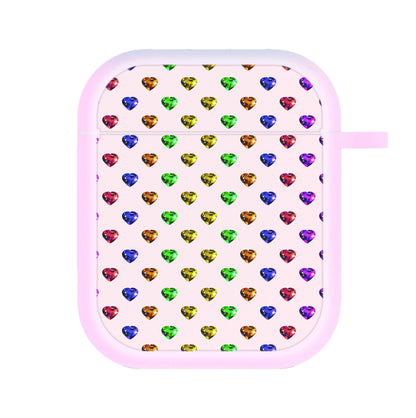 Rainbow Gem Hearts Pattern AirPods Case