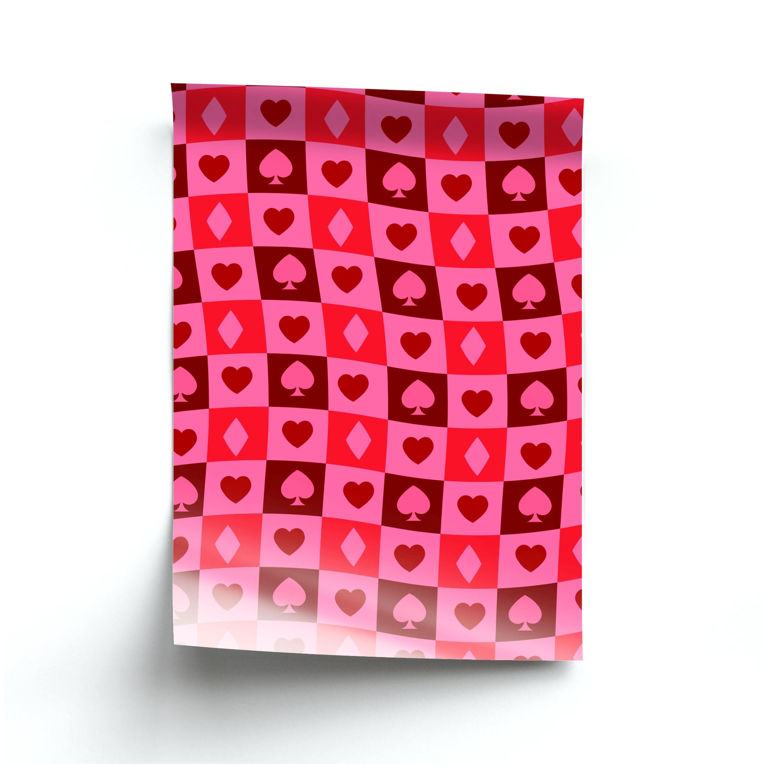 Card Suits Pattern Red Poster