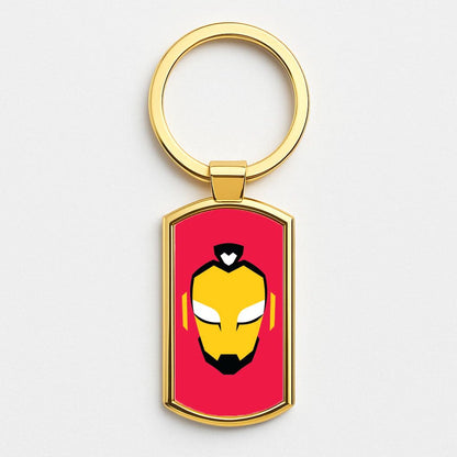 Metal Heart Hero Face Gold Keyring