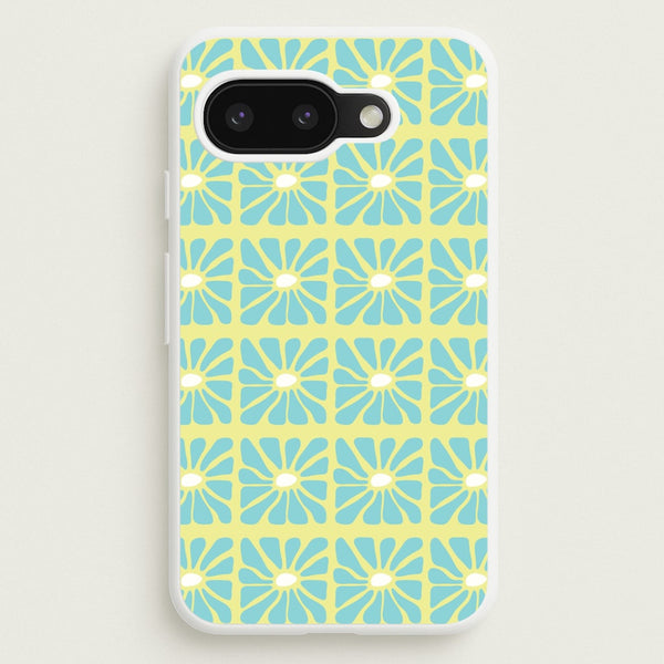 Square Abstract Flowers Blue Google Pixel 9a Case