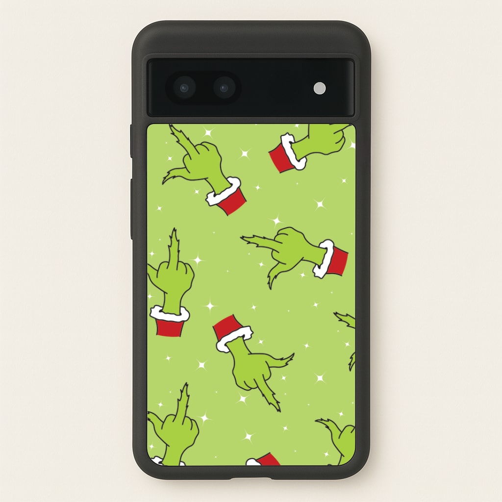 Green Middle Finger Christmas Pattern Google Pixel 7a Case
