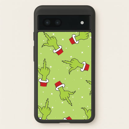 Green Middle Finger Christmas Pattern Google Pixel 6a Case