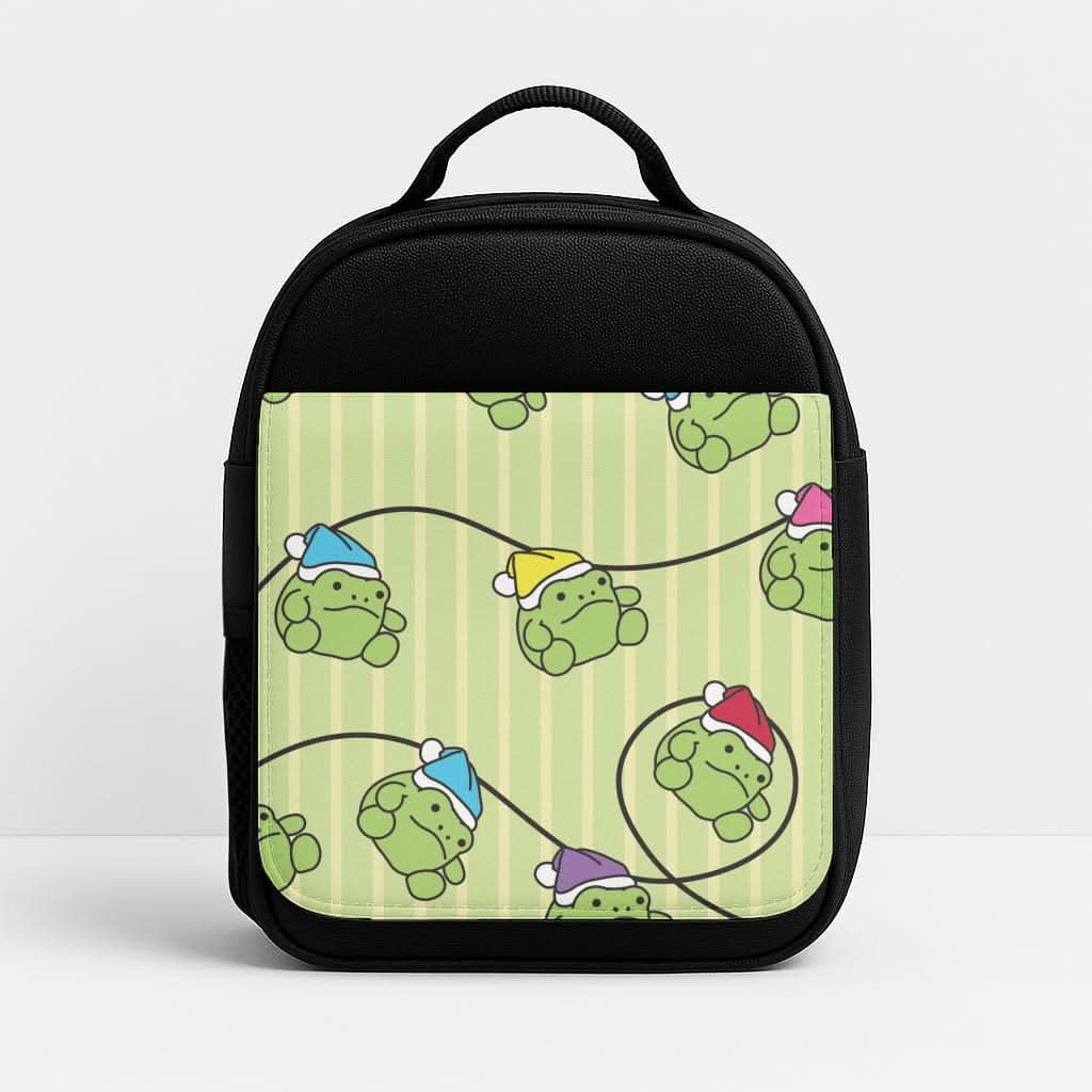 Christmas Frog Plush Fairylights Pattern Lunchbox