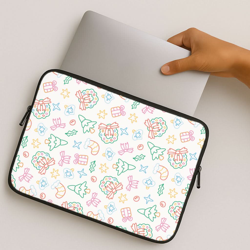 Neon Christmas Icons Pattern II MacBook Cover