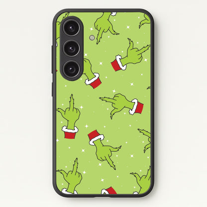 Green Middle Finger Christmas Pattern Galaxy S24 Case