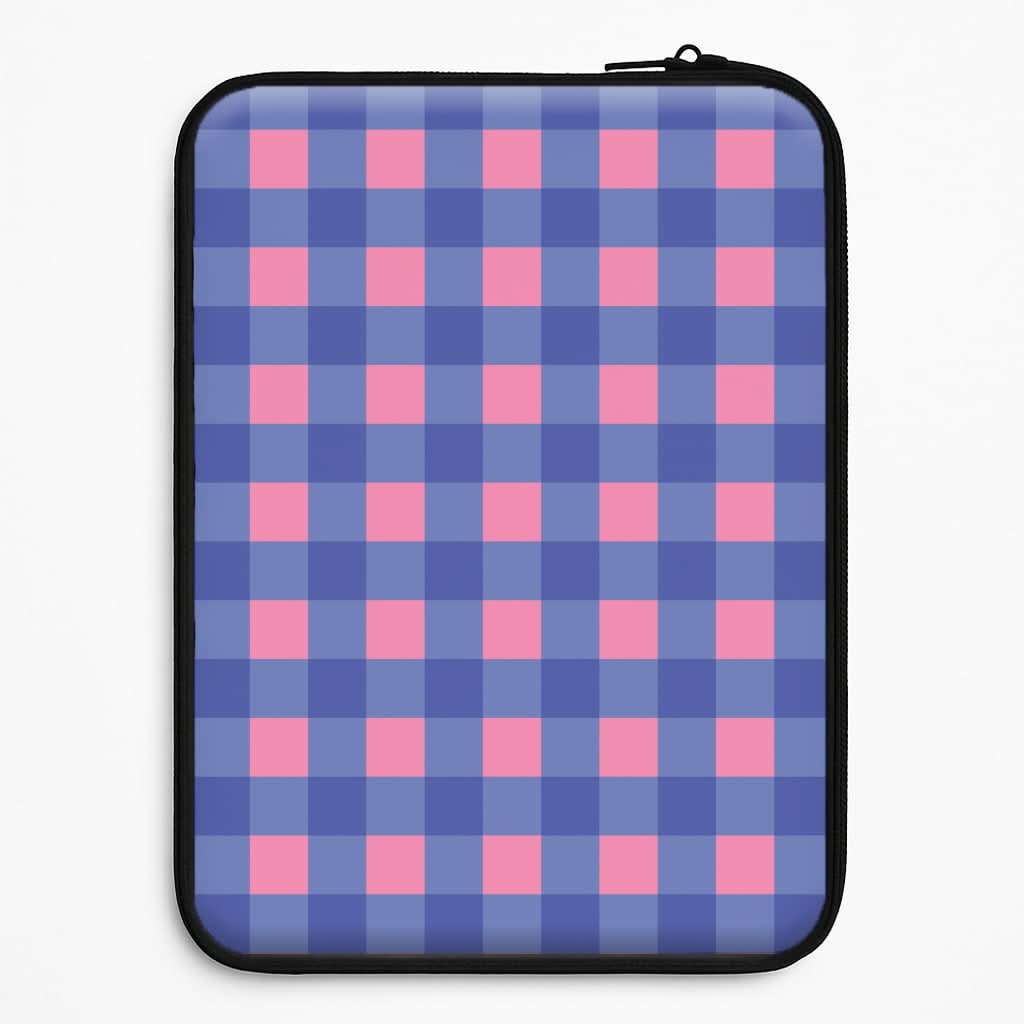 Pink And Blue Checkered Pattern Laptop Sleeve