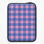 Pink And Blue Checkered Pattern Laptop Sleeve 1