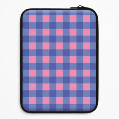 Pink And Blue Checkered Pattern Laptop Sleeve