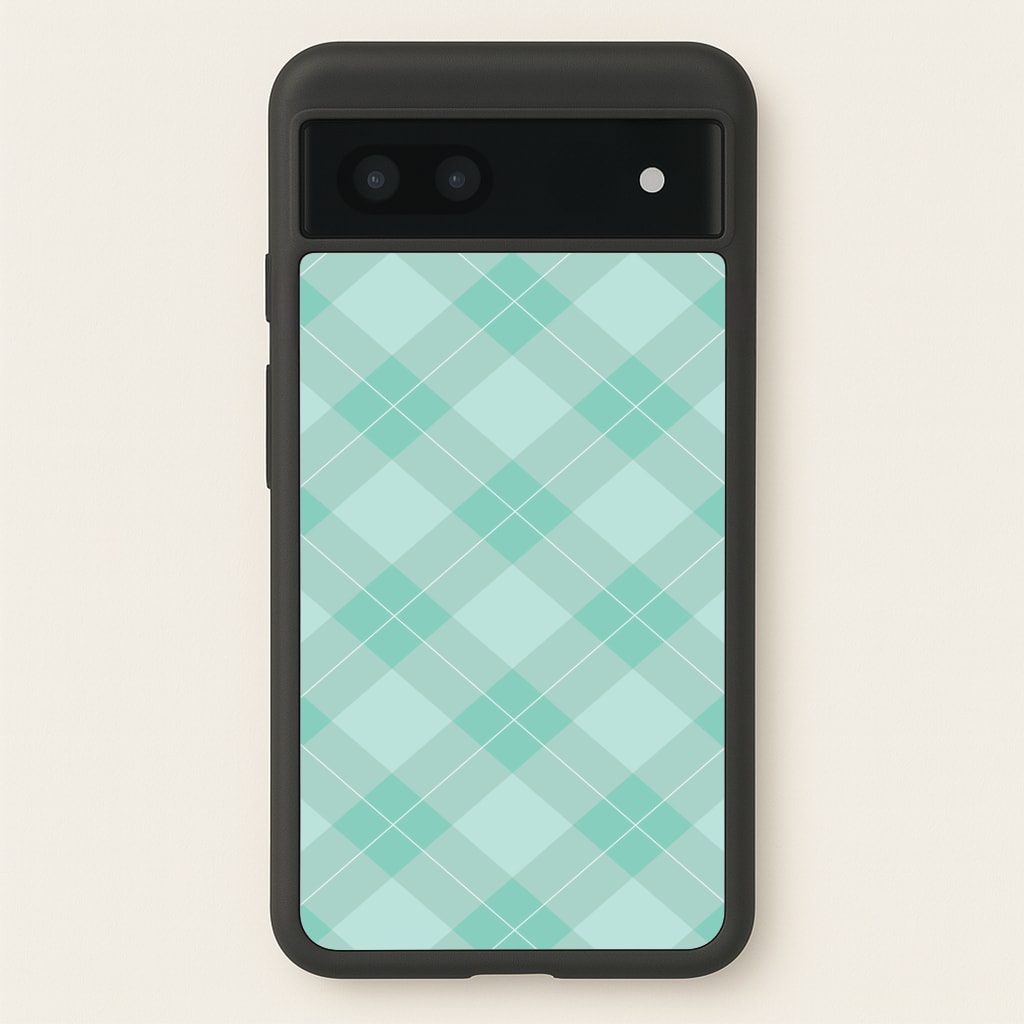 Light Cyan Tartan Christmas Pattern Google Pixel 6a Case