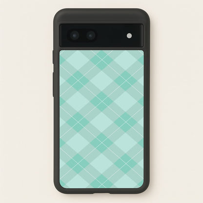 Light Cyan Tartan Christmas Pattern Google Pixel 6a Case