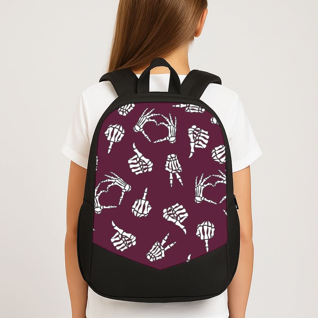 Skeleton Hands Pattern School Bag