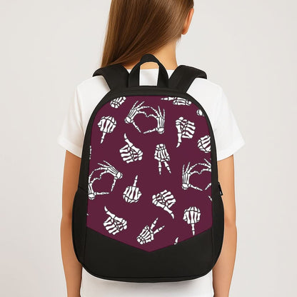 Skeleton Hands Pattern School Bag