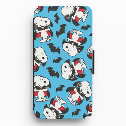 Cartoon Beagle Vampire And Bats Pattern Flip / Wallet Phone Case