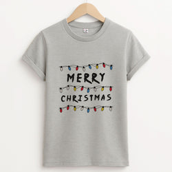 Merry Christmas String Lights Unisex Grey T-Shirt