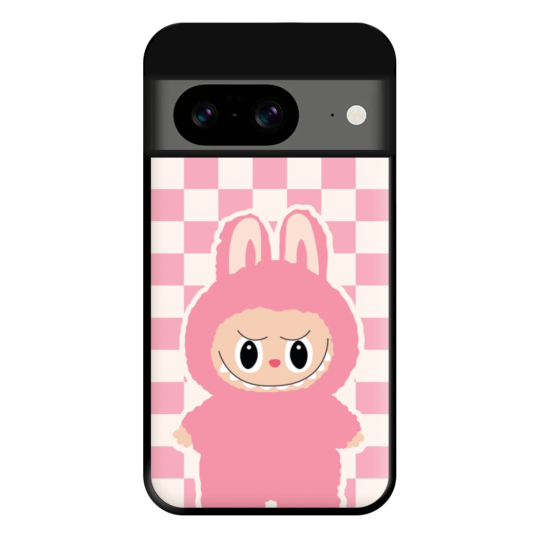 Checkered Cute Pink Monster  Google Pixel 8a Case