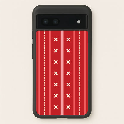 Stripes And Stitches Red Christmas Pattern Google Pixel 6a Case