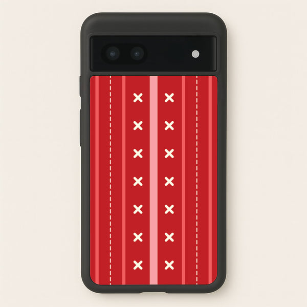 Stripes And Stitches Red Christmas Pattern Google Pixel 6a Case