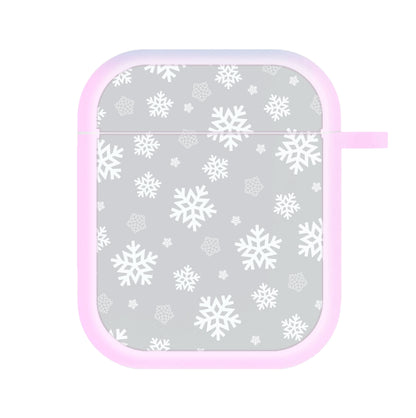 Grey Snowflake Pattern AirPods Case