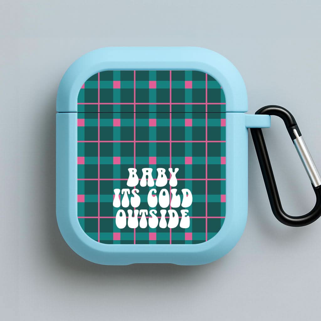 Baby It's Cold Outside Tartan Blue AirPods Case