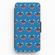 Blue Alien Face Pattern Flip / Wallet Phone Case 1