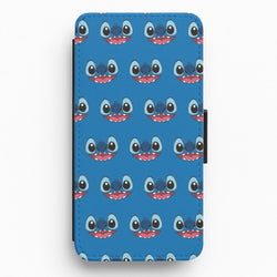 Blue Alien Face Pattern Flip / Wallet Phone Case