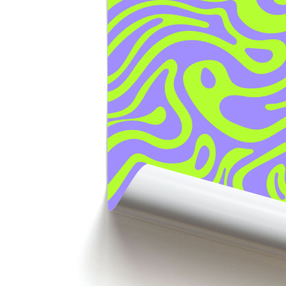 Green And Purple Waves Pattern Poster
