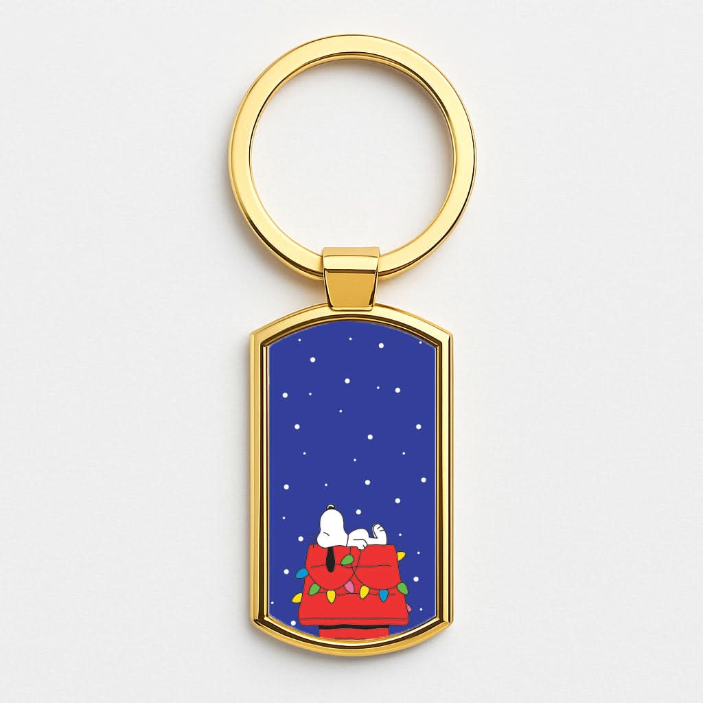 Cartoon Beagle Fairylights Gold Keyring