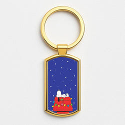 Cartoon Beagle Fairylights Gold Keyring