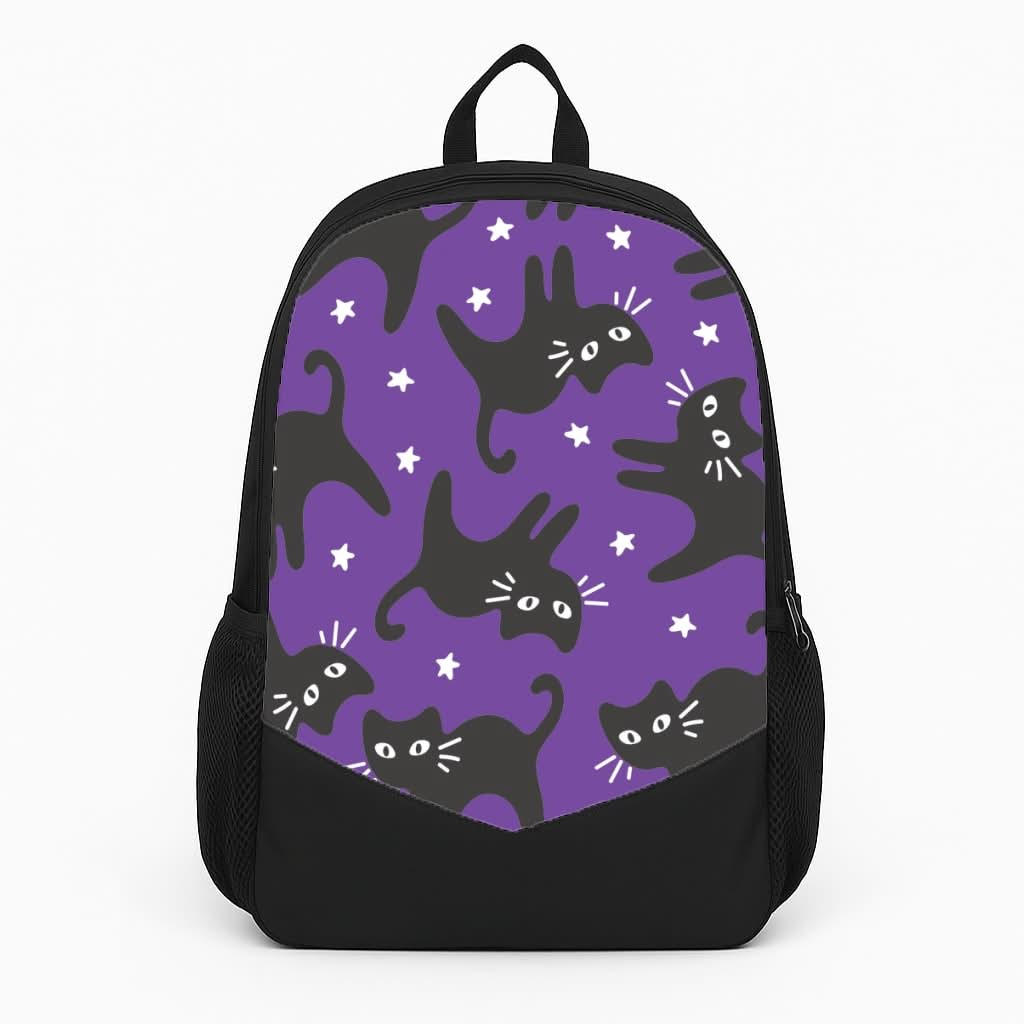 Cartoon Black Cats And Stars Pattern Backpack