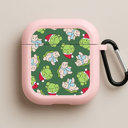 Grumpy Christmas Plushies Pattern Pink AirPods Case