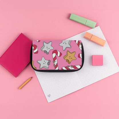 Pink Christmas Plushies Pattern Pencil Case