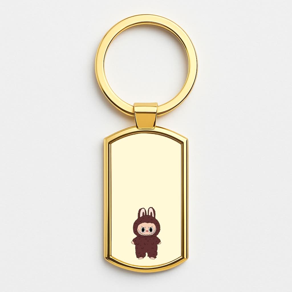Cute Brown Monster Gold Keyring