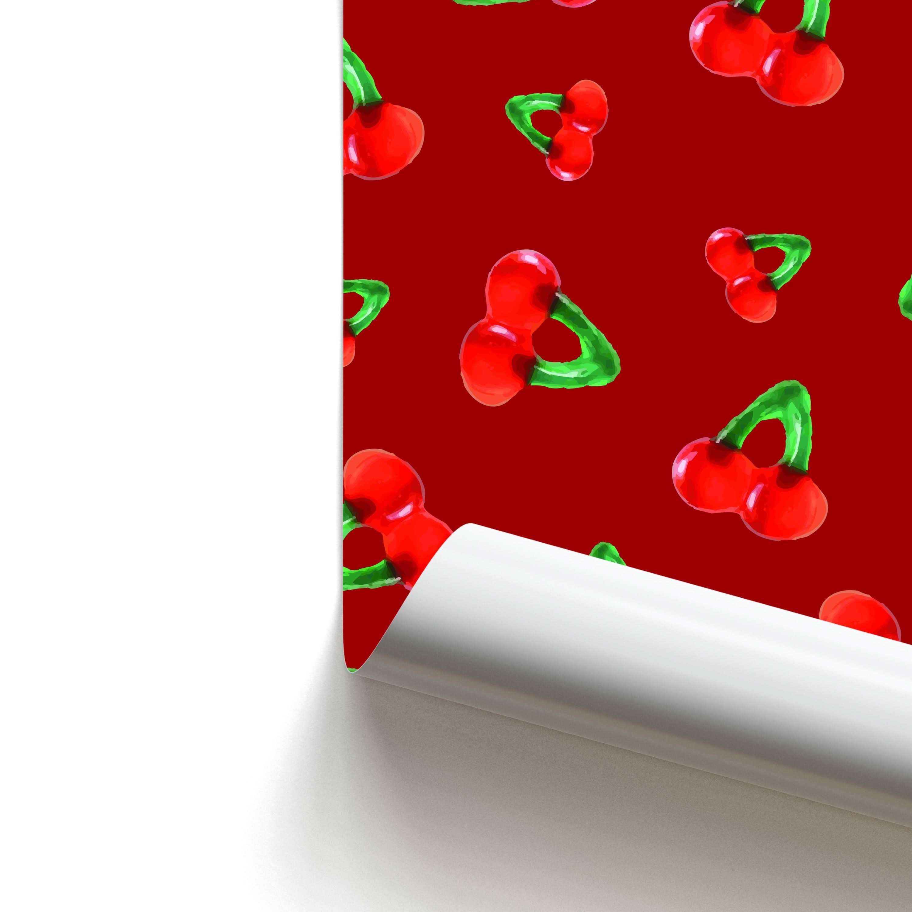 Gummy Cherries Pattern Poster