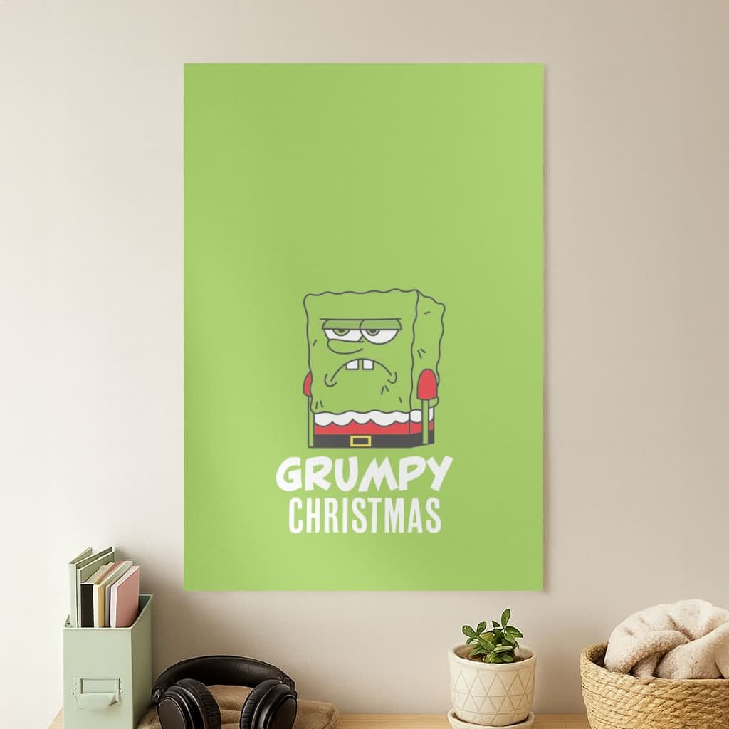 Grumpy Christmas Cartoon Sponge Poster