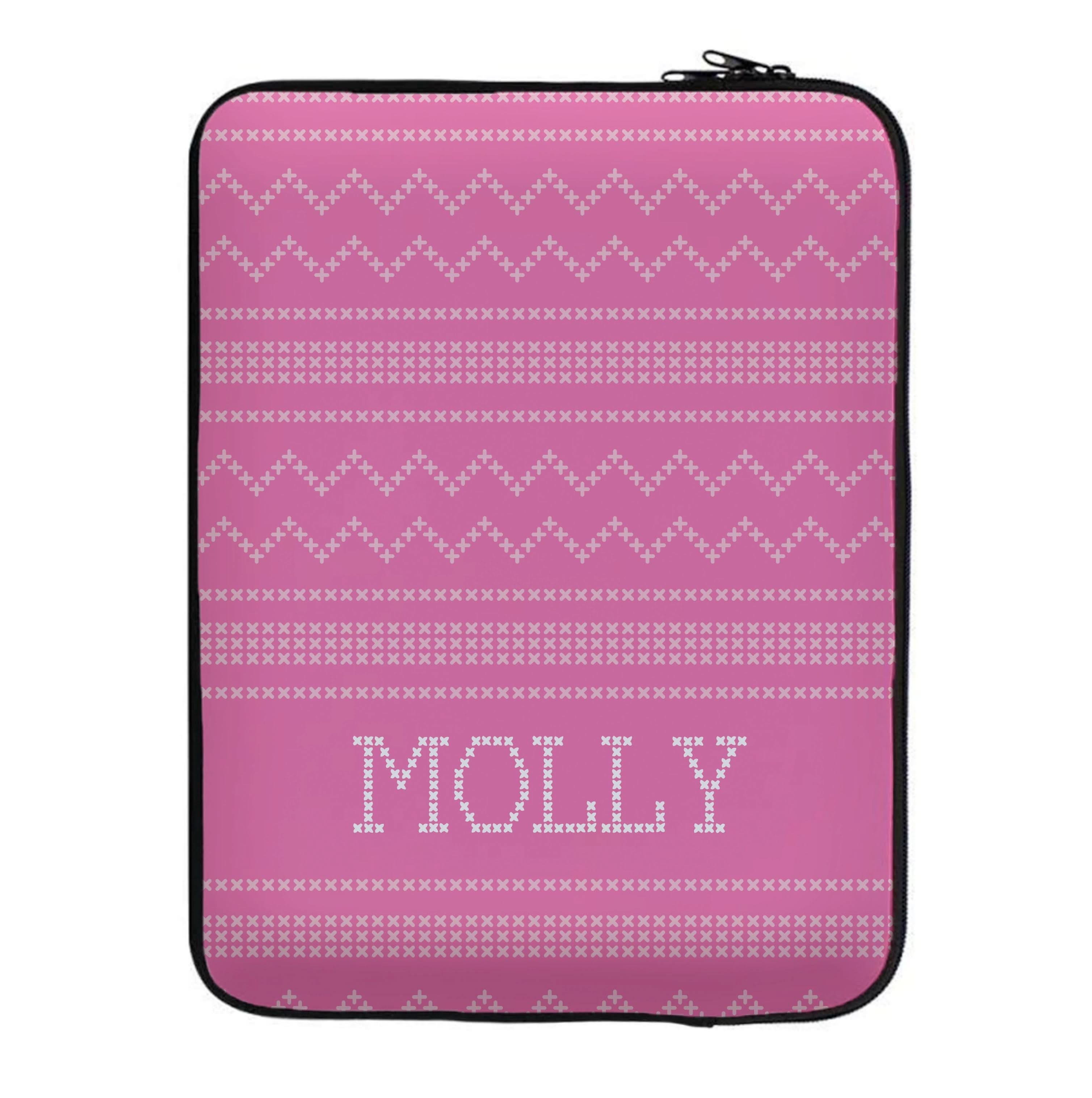 Personalised Christmas Jumper Pink Laptop Sleeve