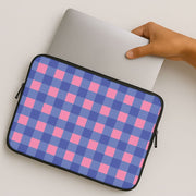 Pink And Blue Checkered Pattern Laptop Sleeve 2