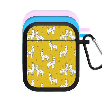 Mustard Alpaca Pattern AirPods Case