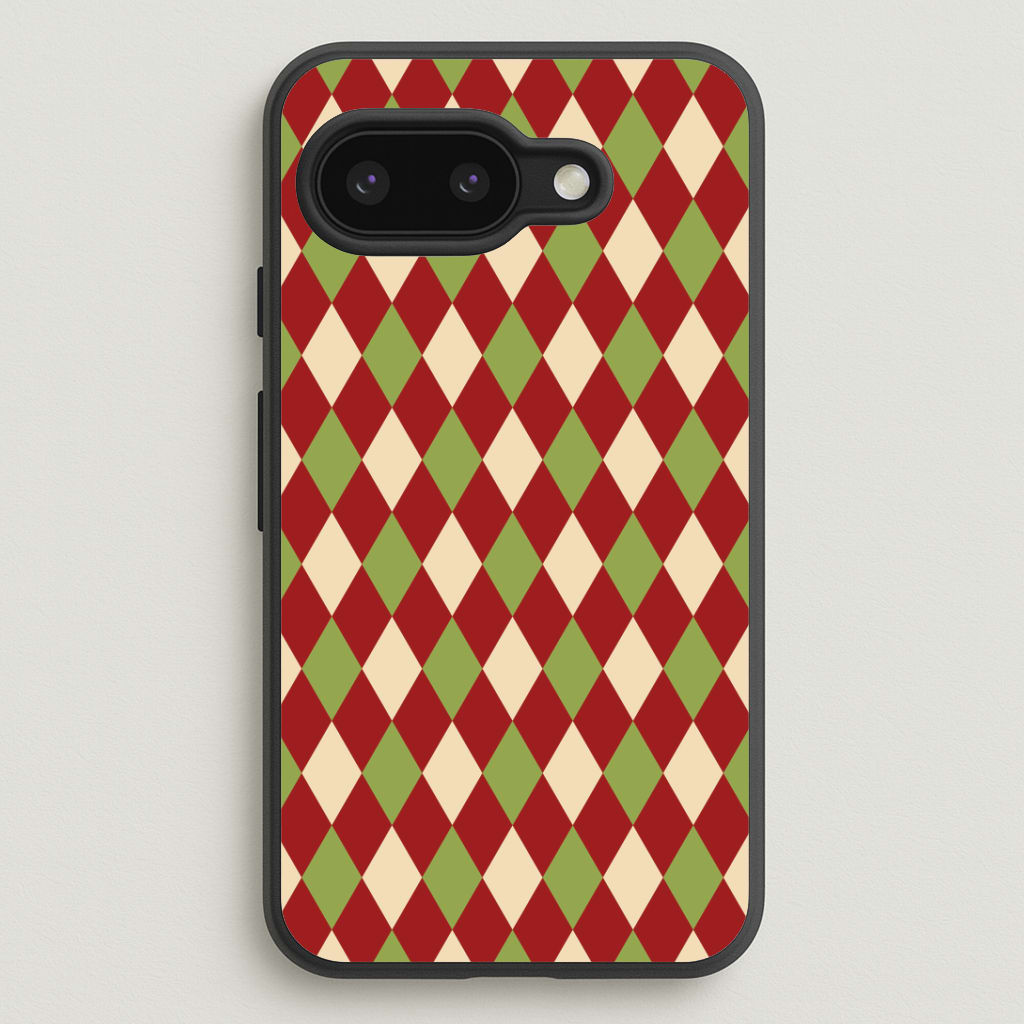 Red And Green Argyle Christmas Pattern Google Pixel 9a Case