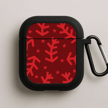 Abstract Ferns And Snowflakes Pattern Black AirPods Case