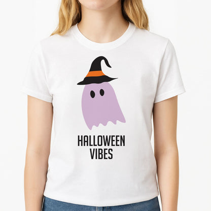 Purple Ghost Halloween Vibes Womens T-Shirt