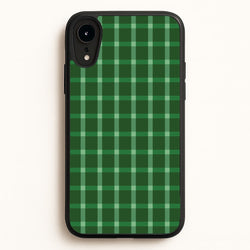 Dark Green Tartan Christmas Pattern iPhone XR Case