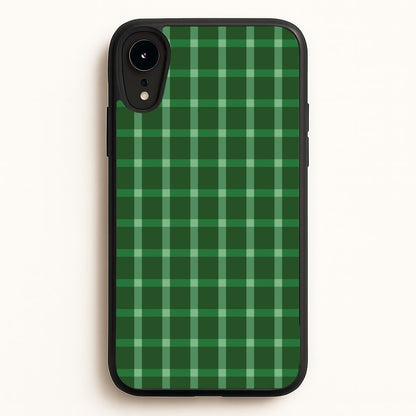 Dark Green Tartan Christmas Pattern iPhone XR Case