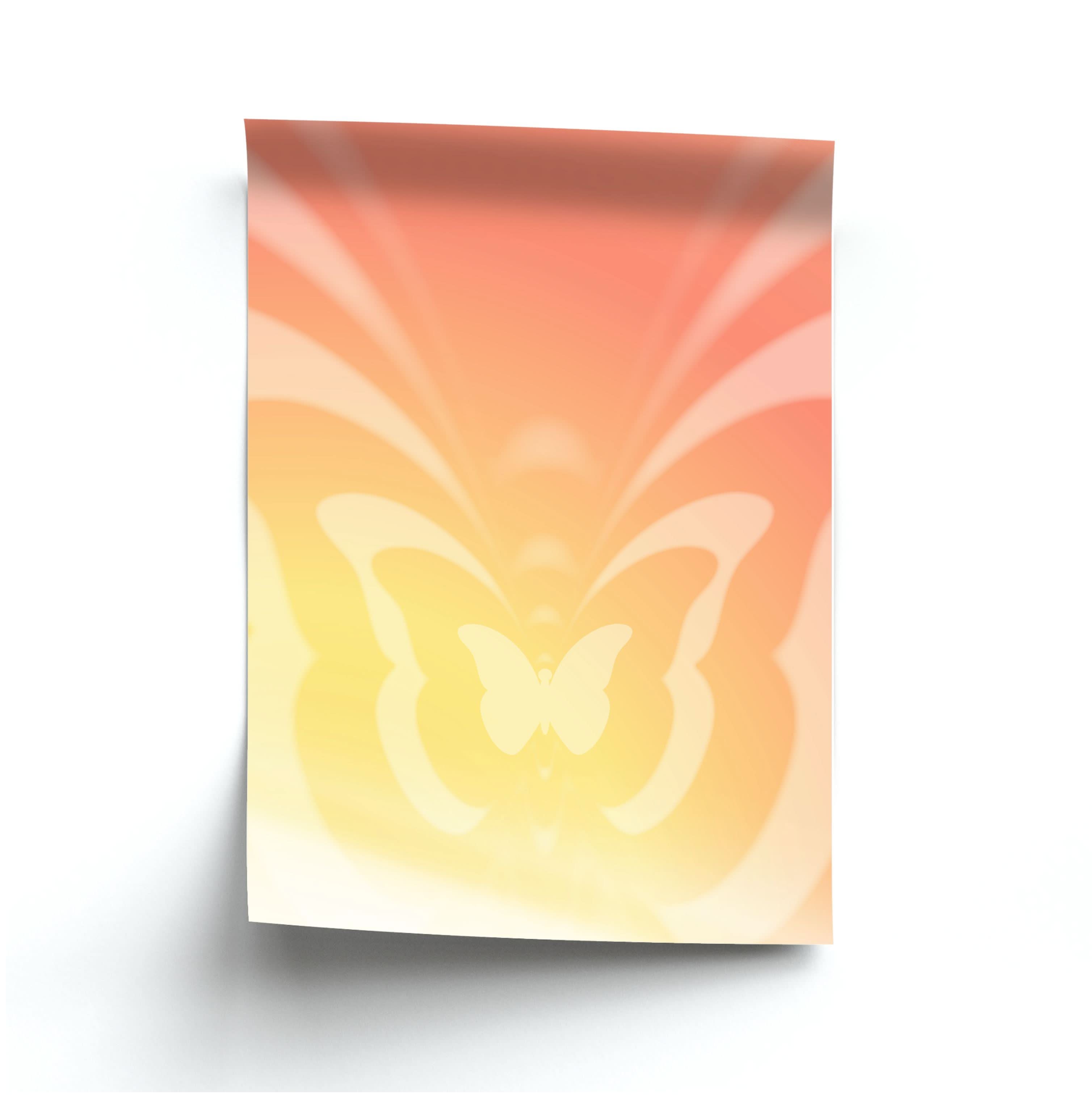 Butterfly Gradient Yellow Poster